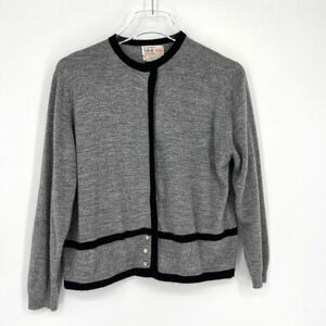 Vtg Talbott Givenchy Design Cardigan Womens M Gray‎ 60s Retro Classic Capsule